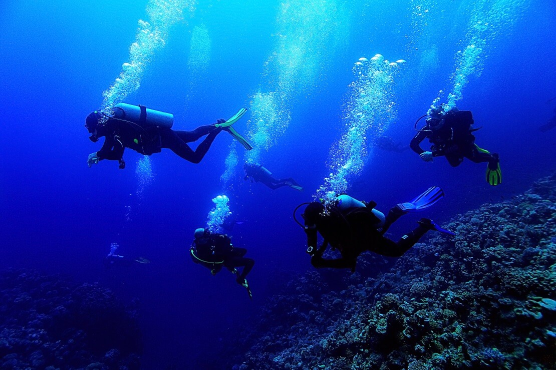 Gruppe Taucher unter Wasser