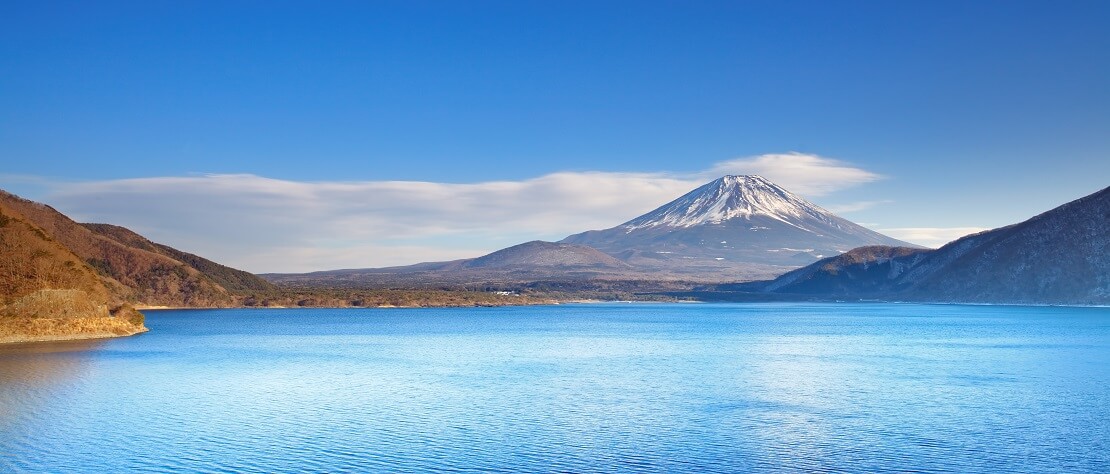 Der Motosu See mit Blick auf den Fuji