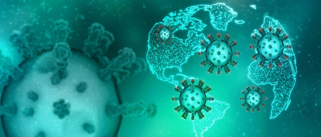 Das Corona-Virus mit türkisblauem Hintergrund